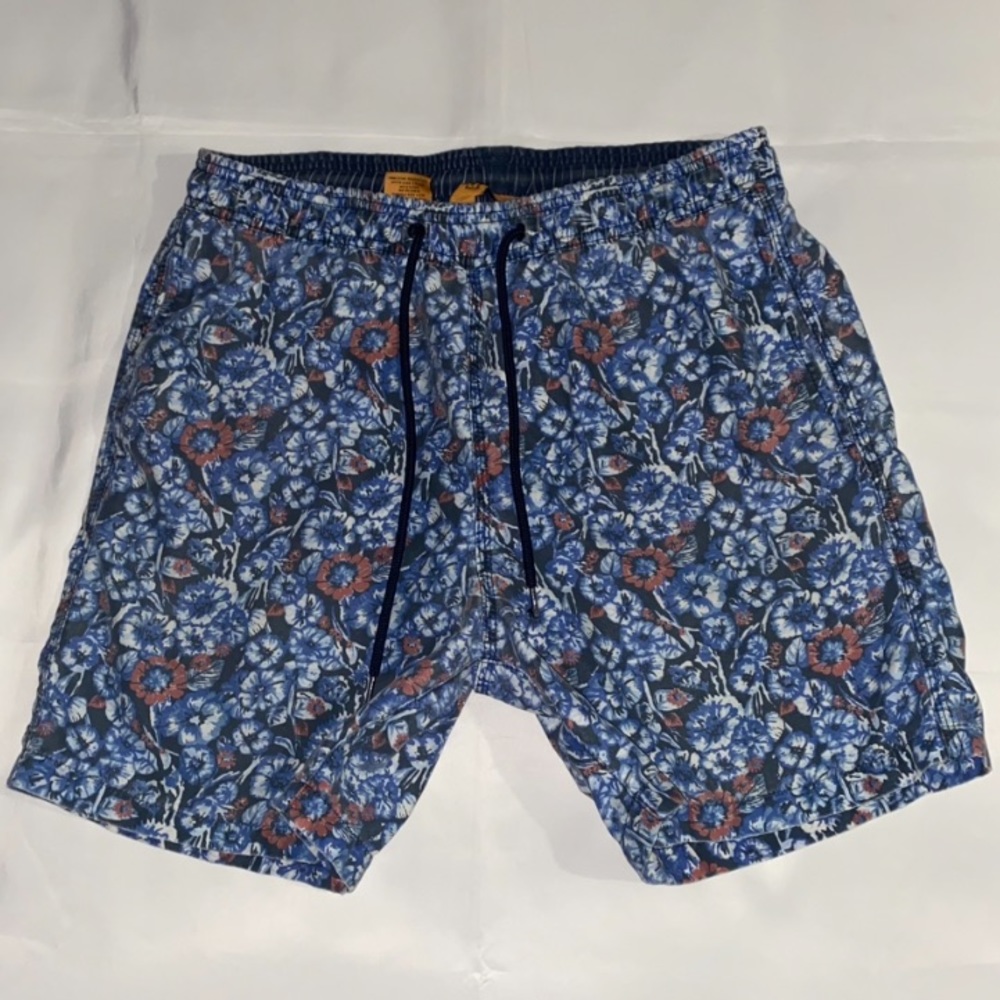 Tailor Vintage Nautical Floral Mesh Lined Drawstring Waist Swim Trunks
